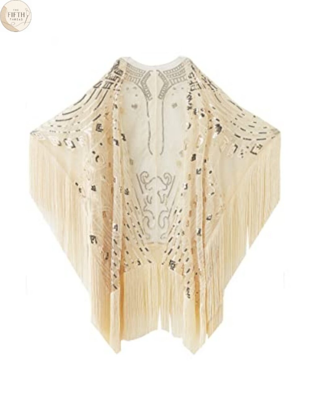 Sequin Beaded Fringed Shawl Wrap Evening Cape Cover Up One Size